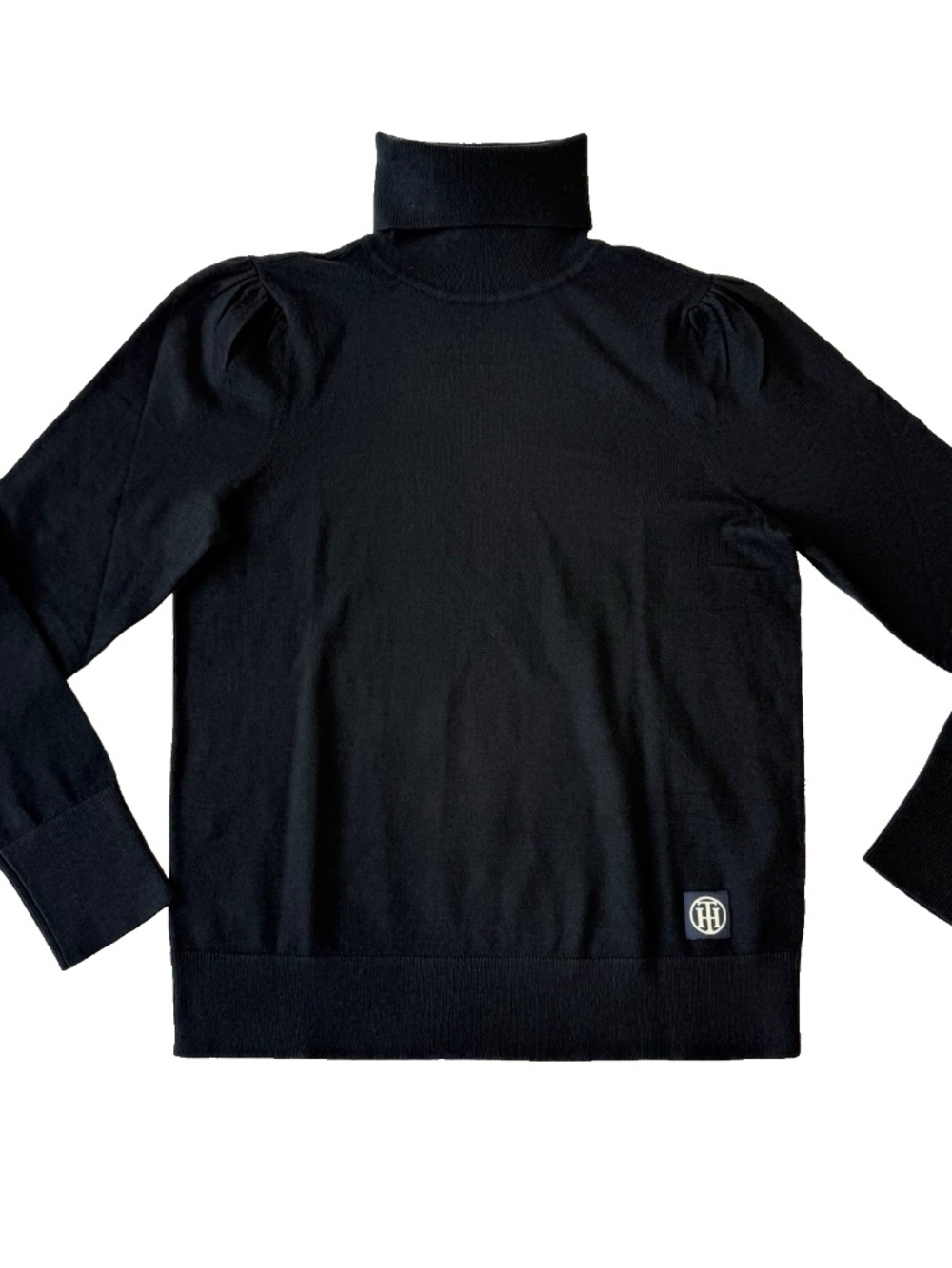 Tommy Hilfiger Women's Size M Black Turtleneck Sweater Puff Sleeve NWT $69
